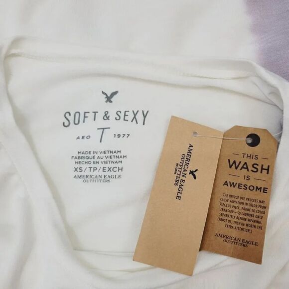 NEW American Eagle Soft & Sexy Ombre Tie Dye Top with Side Cut Outs Size XS - Picture 7 of 12